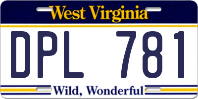 WV license plate DPL781