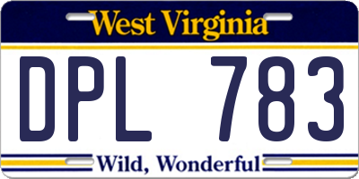 WV license plate DPL783