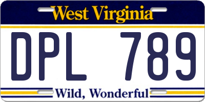 WV license plate DPL789