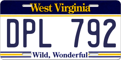 WV license plate DPL792
