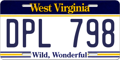 WV license plate DPL798