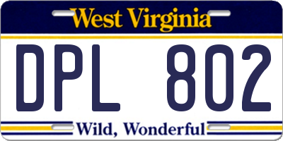 WV license plate DPL802