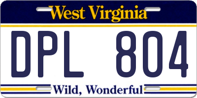 WV license plate DPL804