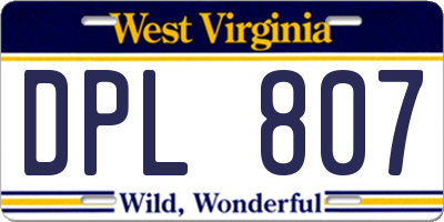 WV license plate DPL807