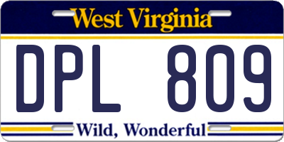 WV license plate DPL809