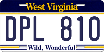 WV license plate DPL810