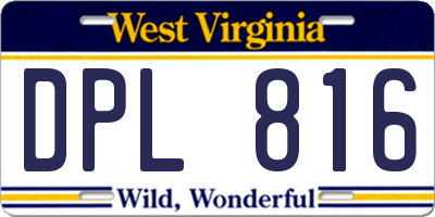 WV license plate DPL816