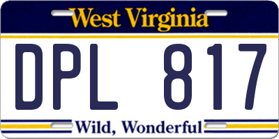 WV license plate DPL817