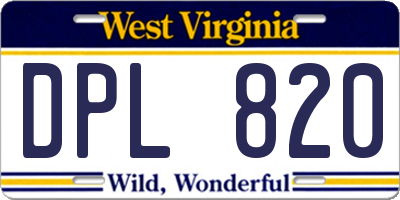 WV license plate DPL820