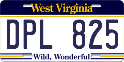 WV license plate DPL825