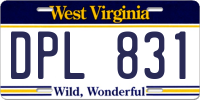 WV license plate DPL831