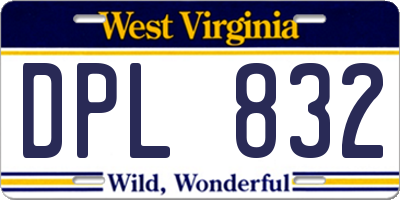 WV license plate DPL832
