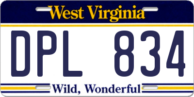 WV license plate DPL834