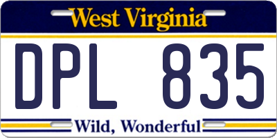 WV license plate DPL835