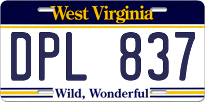 WV license plate DPL837
