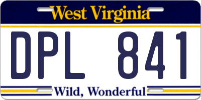 WV license plate DPL841