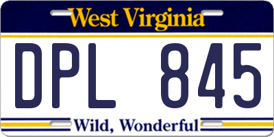 WV license plate DPL845