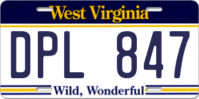 WV license plate DPL847