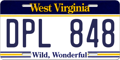 WV license plate DPL848
