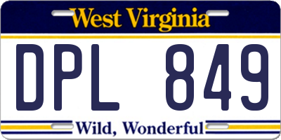 WV license plate DPL849