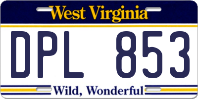 WV license plate DPL853
