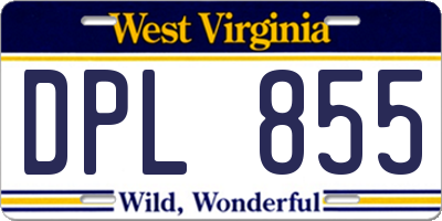 WV license plate DPL855