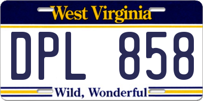 WV license plate DPL858