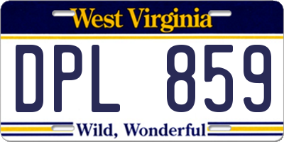WV license plate DPL859