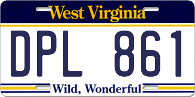 WV license plate DPL861