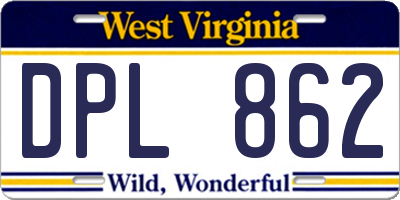 WV license plate DPL862