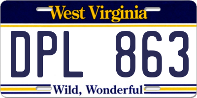 WV license plate DPL863