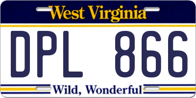 WV license plate DPL866