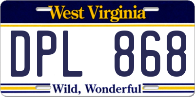 WV license plate DPL868