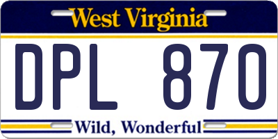 WV license plate DPL870
