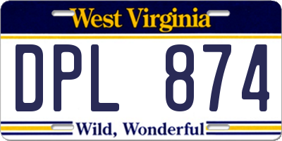 WV license plate DPL874