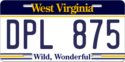 WV license plate DPL875