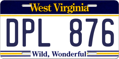 WV license plate DPL876