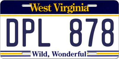WV license plate DPL878