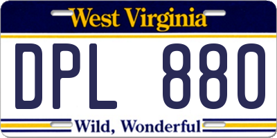 WV license plate DPL880