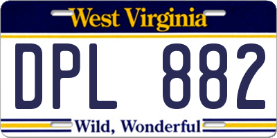 WV license plate DPL882
