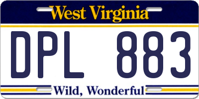WV license plate DPL883