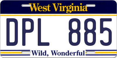 WV license plate DPL885