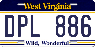 WV license plate DPL886