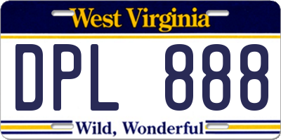 WV license plate DPL888