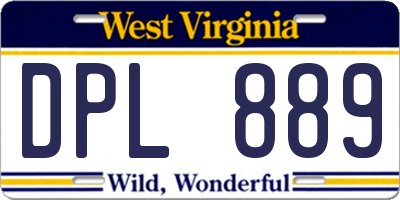 WV license plate DPL889