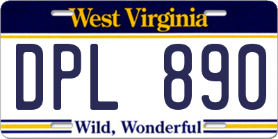 WV license plate DPL890