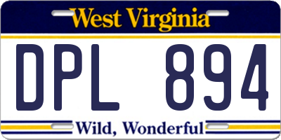 WV license plate DPL894