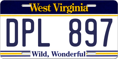 WV license plate DPL897