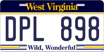 WV license plate DPL898