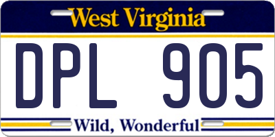 WV license plate DPL905